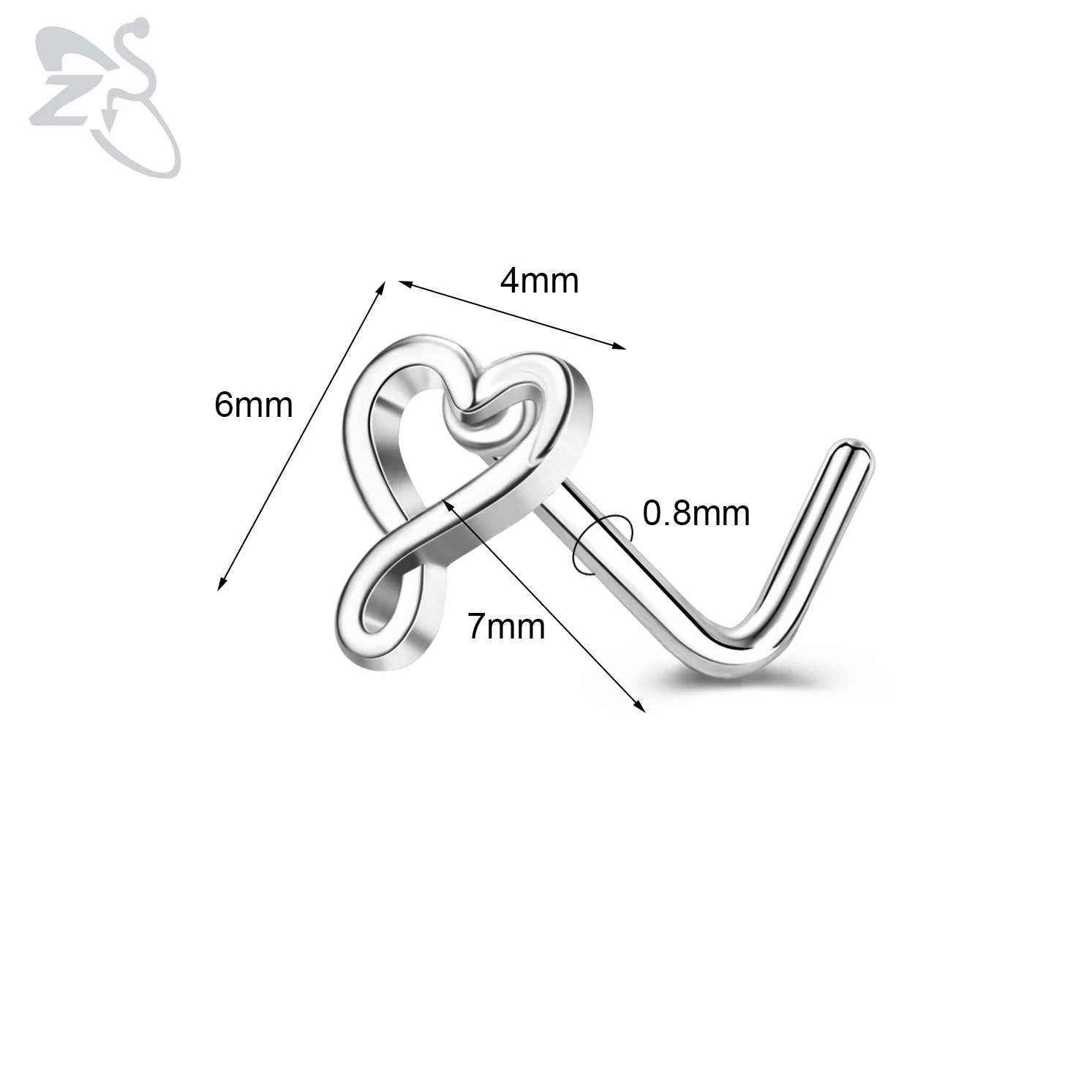 Cute CZ Crystal Nose Stud L-Shape
