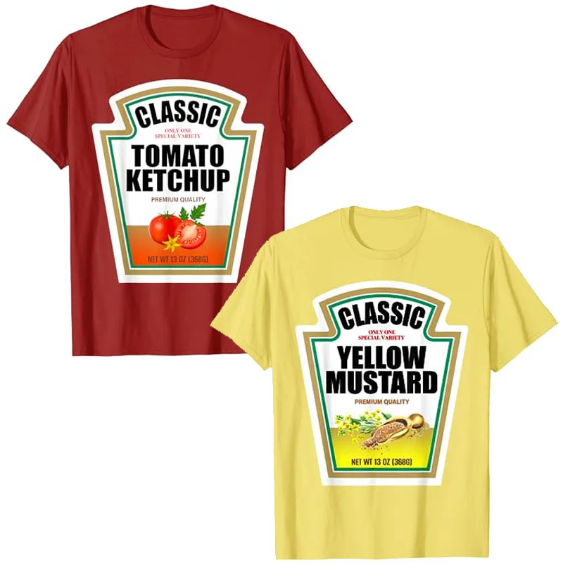 

Ketchup Mustard Easy DIY Halloween Couples Costume Condiment T-Shirt Girlfriend Boyfriend Gift Wife Husband Presents Graphic Tee