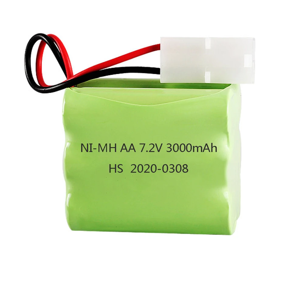 แบตเตอรี่ NiMH 7.2V 3000 mAh พร้อมสายชาร์จสำหรับของเล่น RC รถถังหุ่นยนต์รถไฟเรือปืน Ni-MH AA 2400 mAh 7.2V แบตเตอรี่ Group