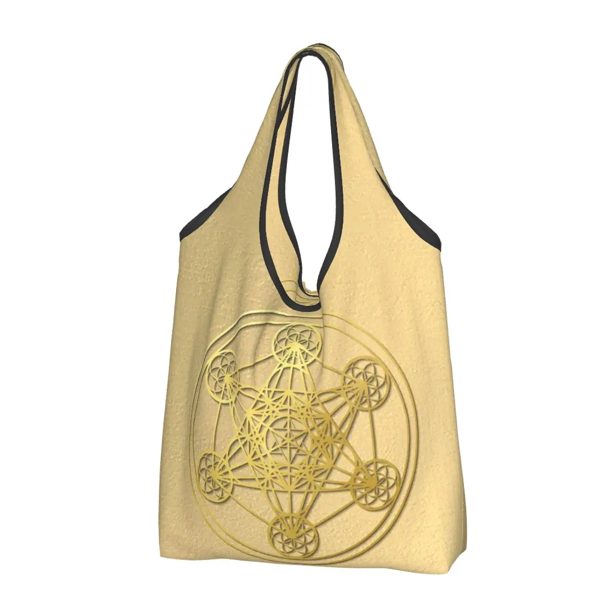 Metatron Cube Sacred Mandala Healing Amulet Portable Tote Shopping Bags Foldable Shopper Bag Grocery Handbag Shoulder Bag