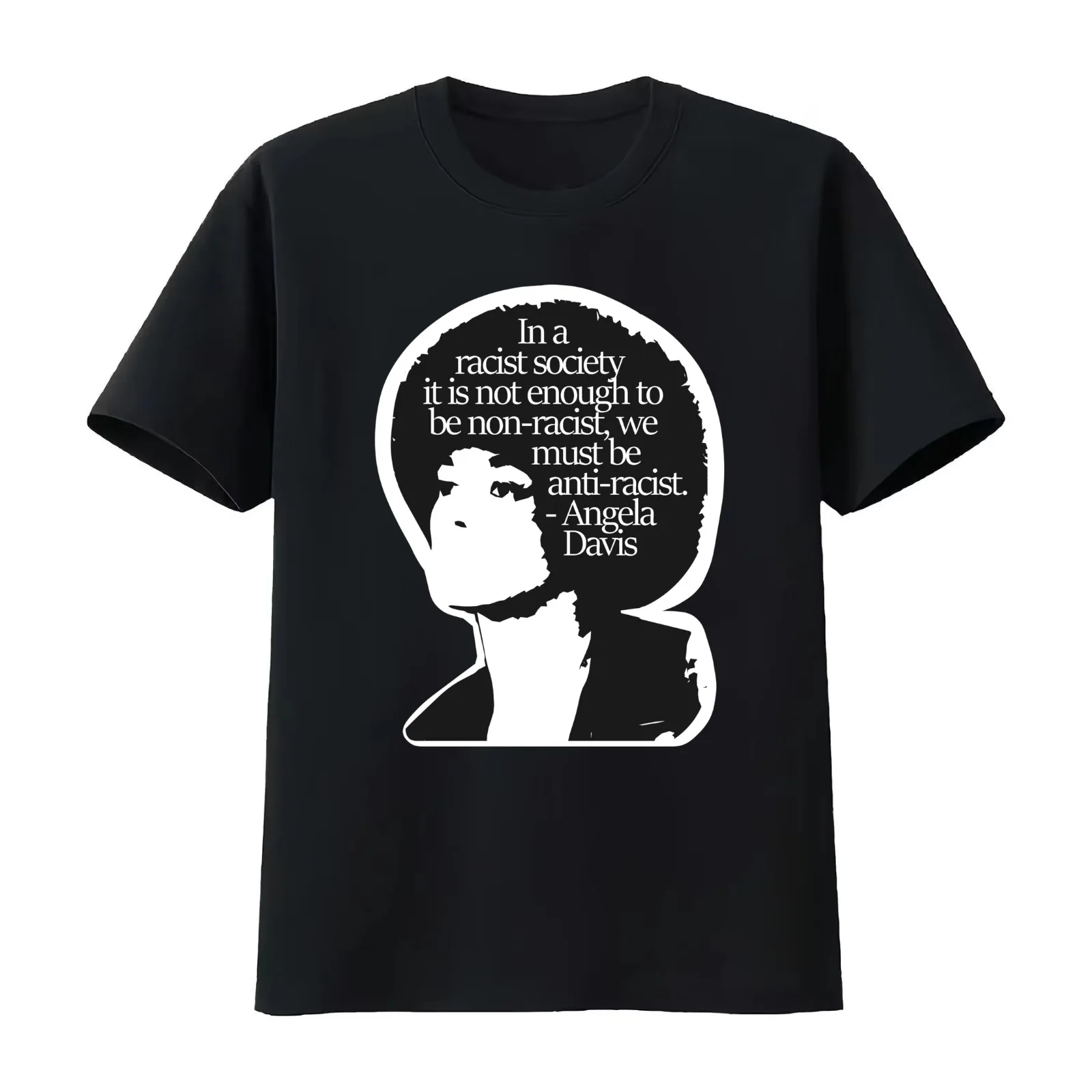 Angela Davis T-Shirt Summer Casual Cotton Tee Oversized Streetwear Tops Vintage Graphic Print Loose Fit Short Sleeve