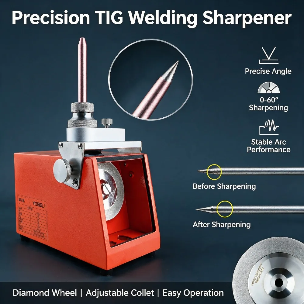 TIG Tungsten Electrode Sharpener Grinder 0-60° Adjustable Diamond Wheel Desktop Welding Grinding Machine for 1.0-5.0mm Rod