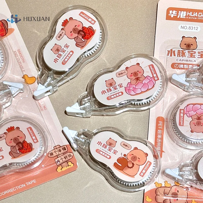 3Pcs/set Cute Cartoon Capybara Corrector Kawaii Correction Tape Decoration Stickers Student Stationery Office Supplies Gifts