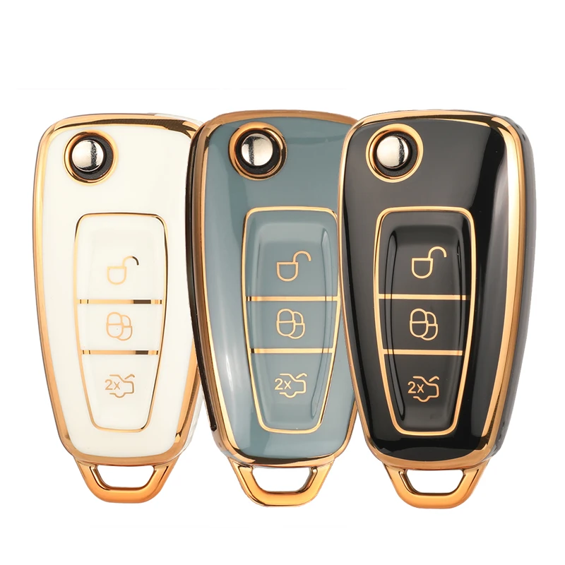 jingyuqin Remote Car Key TPU Cover Case Fob For Ford Ranger C-Max S-Max Focus MK3 Galaxy Mondeo Transit Tourneo Custom