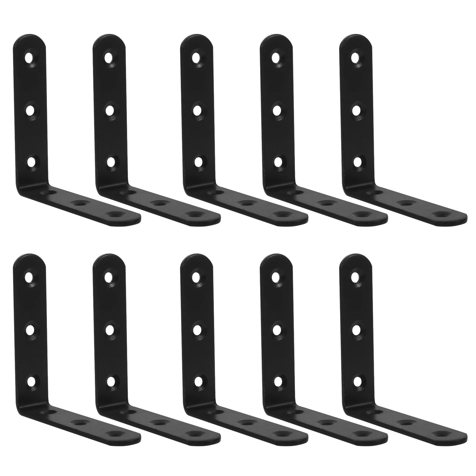 

10pcs L-shaped Brackets 2mm Thick Black Steel Angle Iron for Wood Shelves Furniture Corner Braces RightBracket Metal Hardware