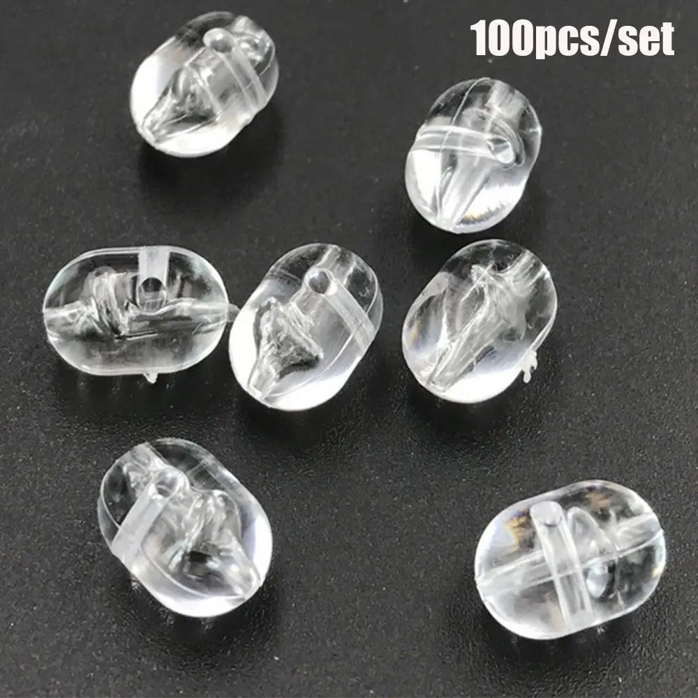 100pcs High Quality Transparent Plastic Stoppers Floats Balls Fishing Cross Beads Double Pearl  Drill