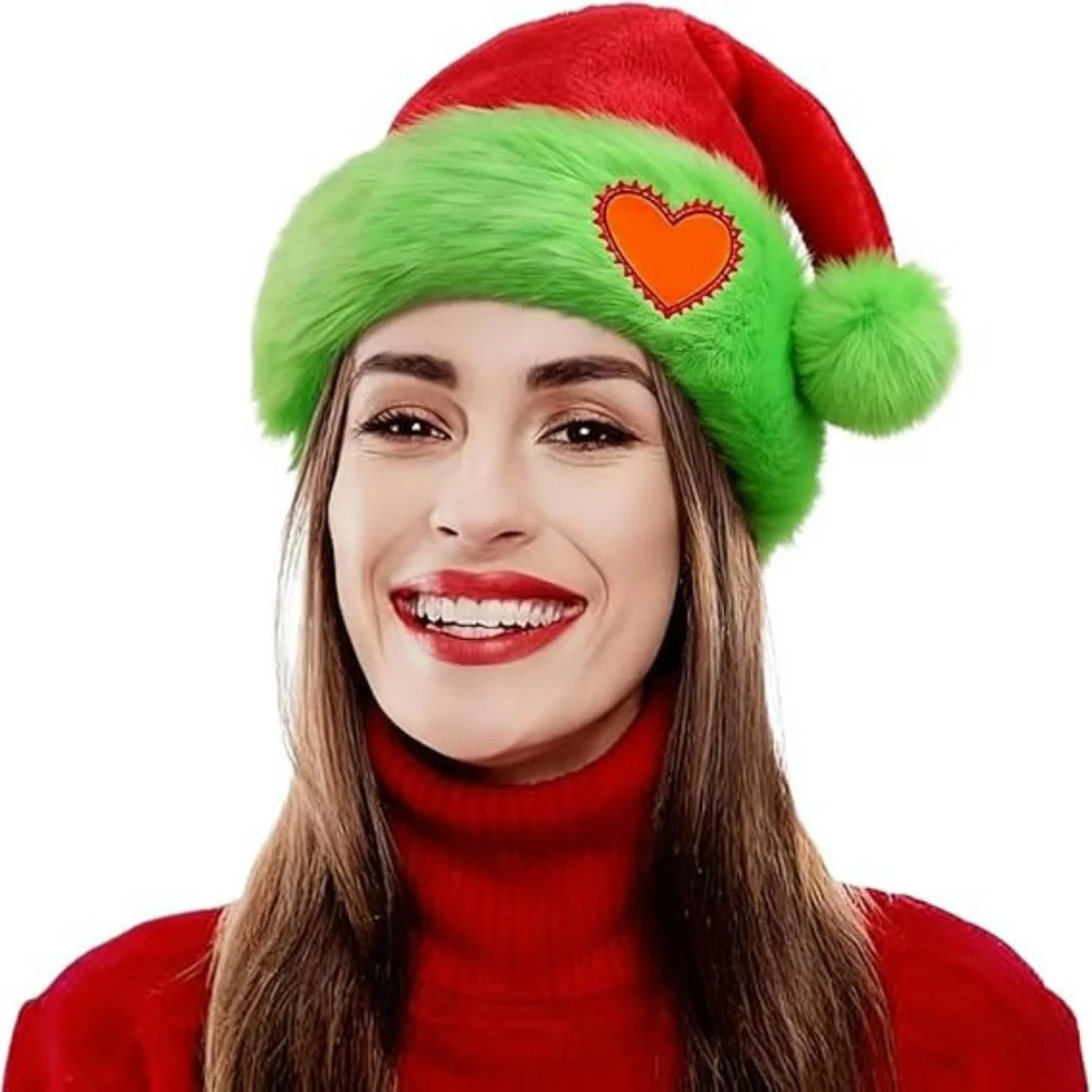 قبعة عيد الميلاد القطيفة، قبعة سانتا الحمراء الأنيقة، قبعة سانتا كلوز، قبعة عيد الميلاد خفيفة الوزن لتزيين العطلات، تجمع العائلة الجديدة #3
