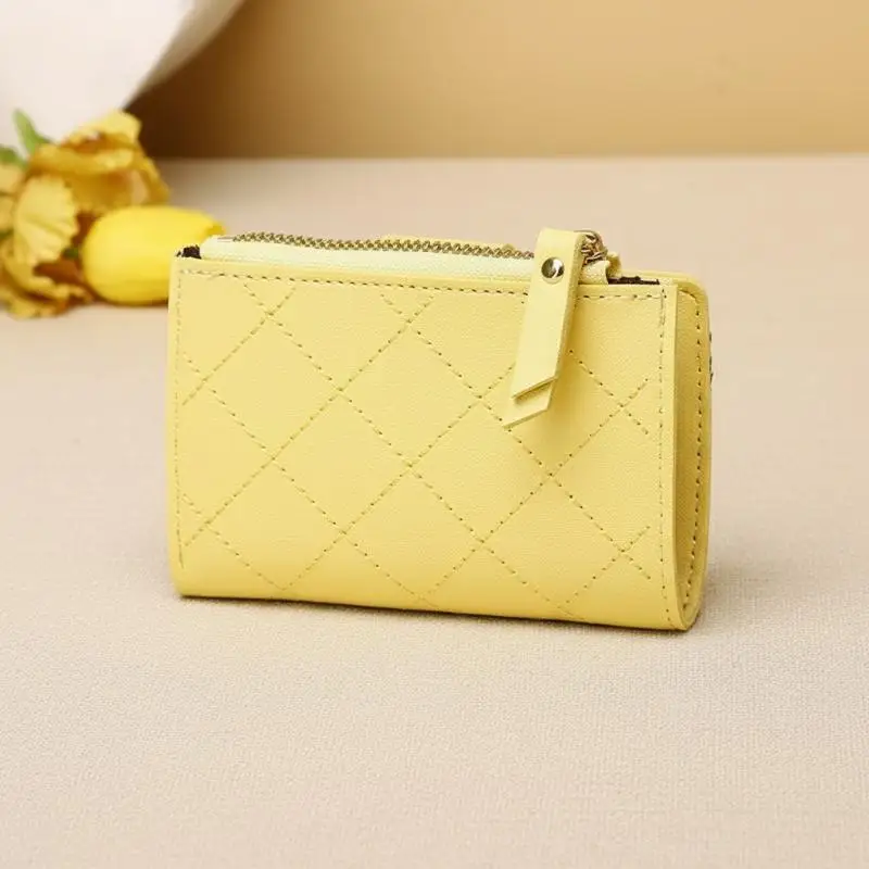 Women's Short Folding Wallet Autumn Winter PU Leather Multi-slot Card Holder Compact for Holiday Travel Gift for Girls