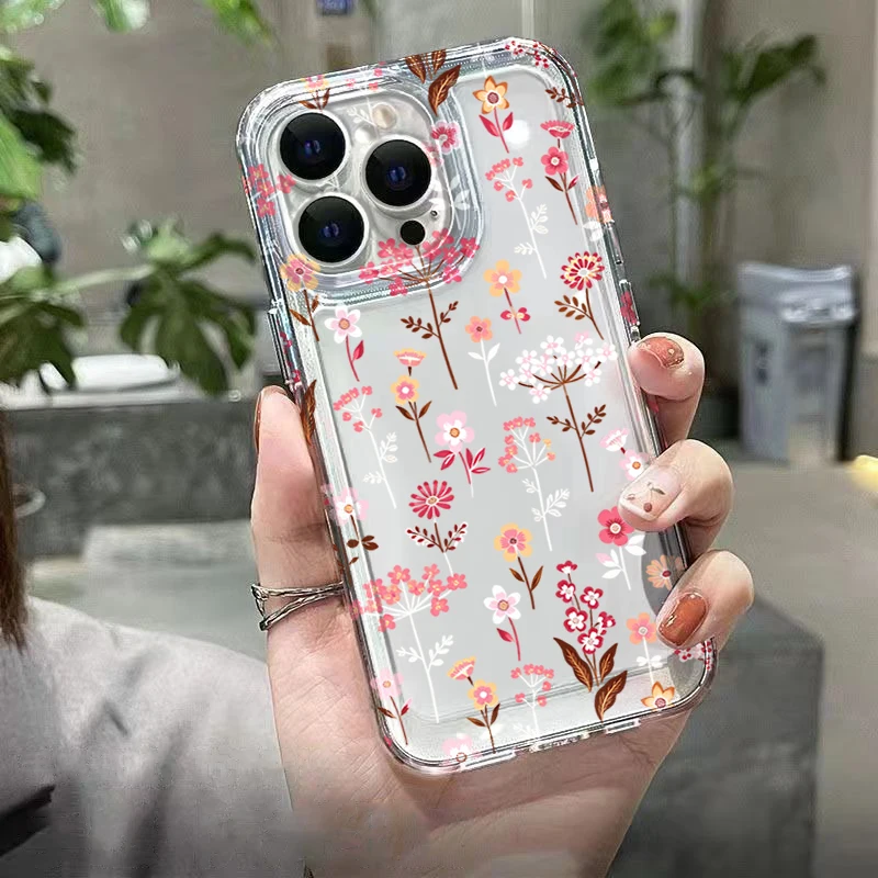 White Pink Floral Transparent Phone Case For Samsung Galaxy S26 Ultra S25 FE S24 S23 S22 Plus A17 A37 A57 A56 A55 A54 A53 Cover view 5