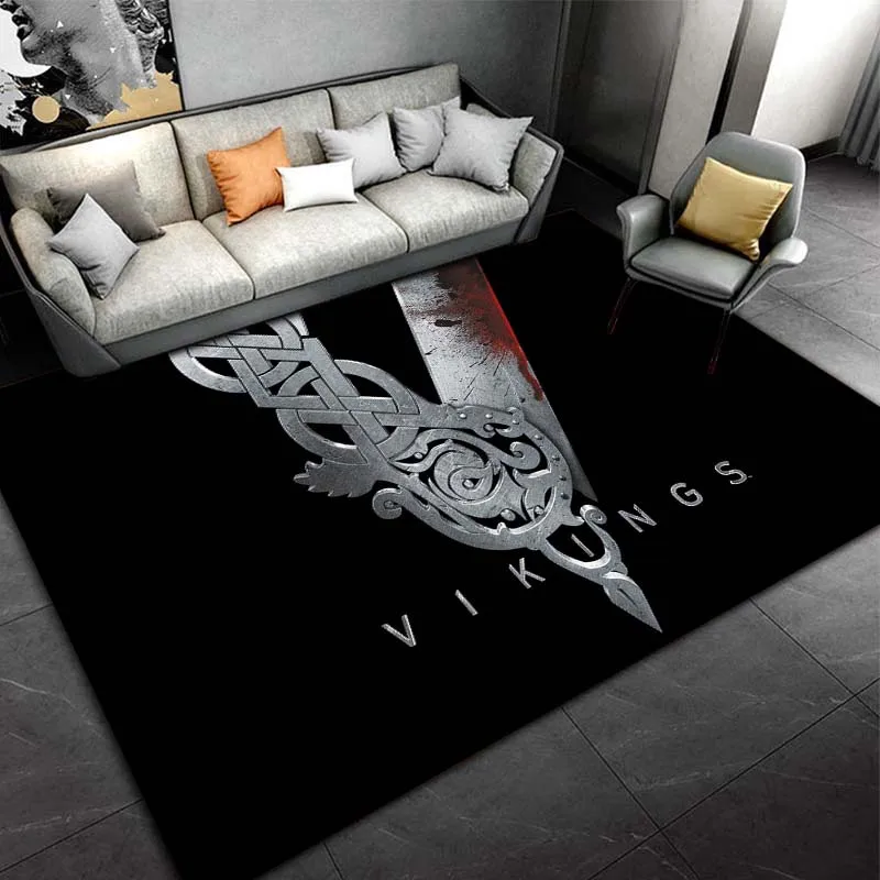 The Vikings Pattern Floor Mats Soft Rug Area Carpet Living Room Carpet Bedroom Geometric Carpet Non-Slip Mat Anime Furry Rug