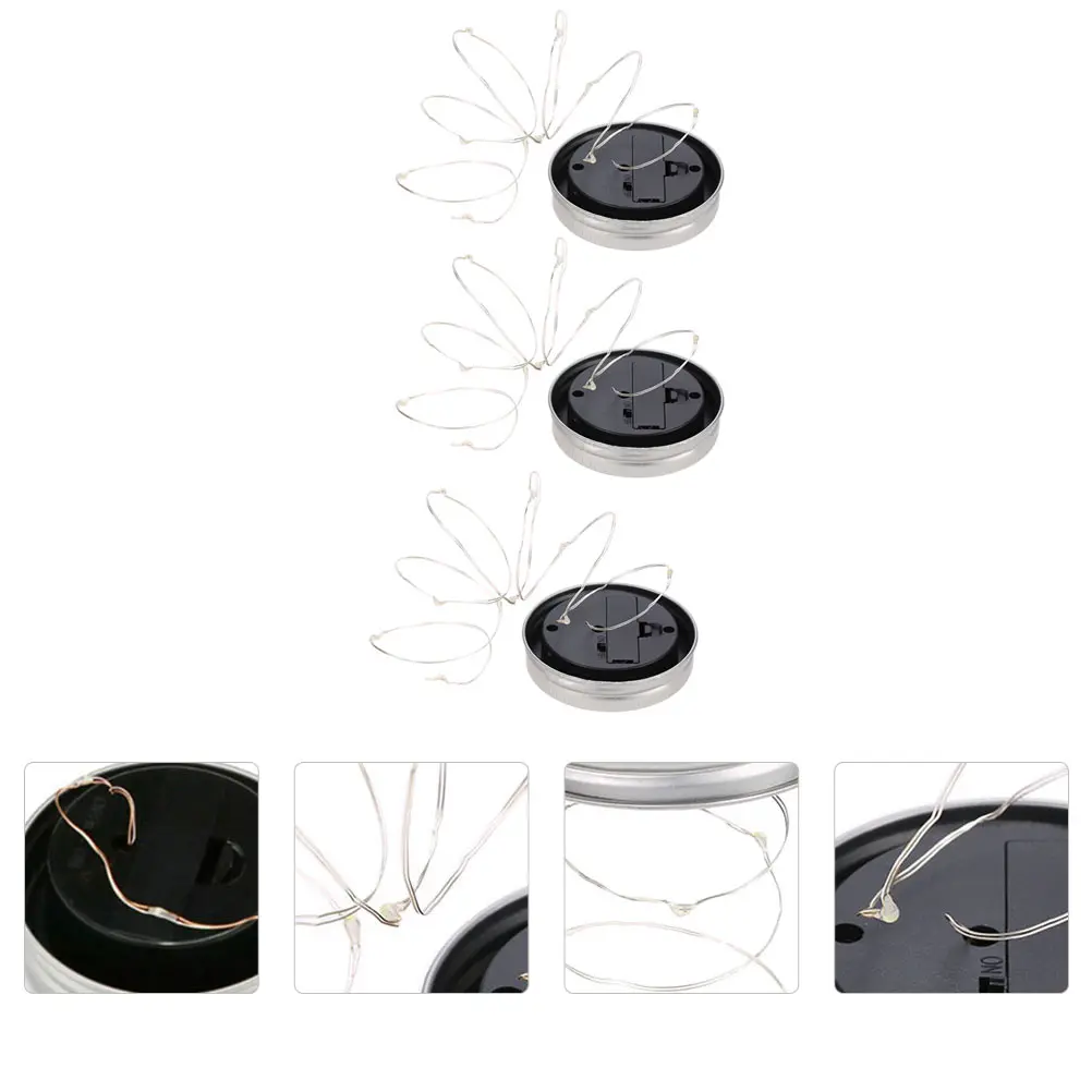 

3Pcs Solar Jar Caps 2m White 20LED Quality Material Warm Atmosphere Garden Table Balcony Outdoor Decor Yard Lights