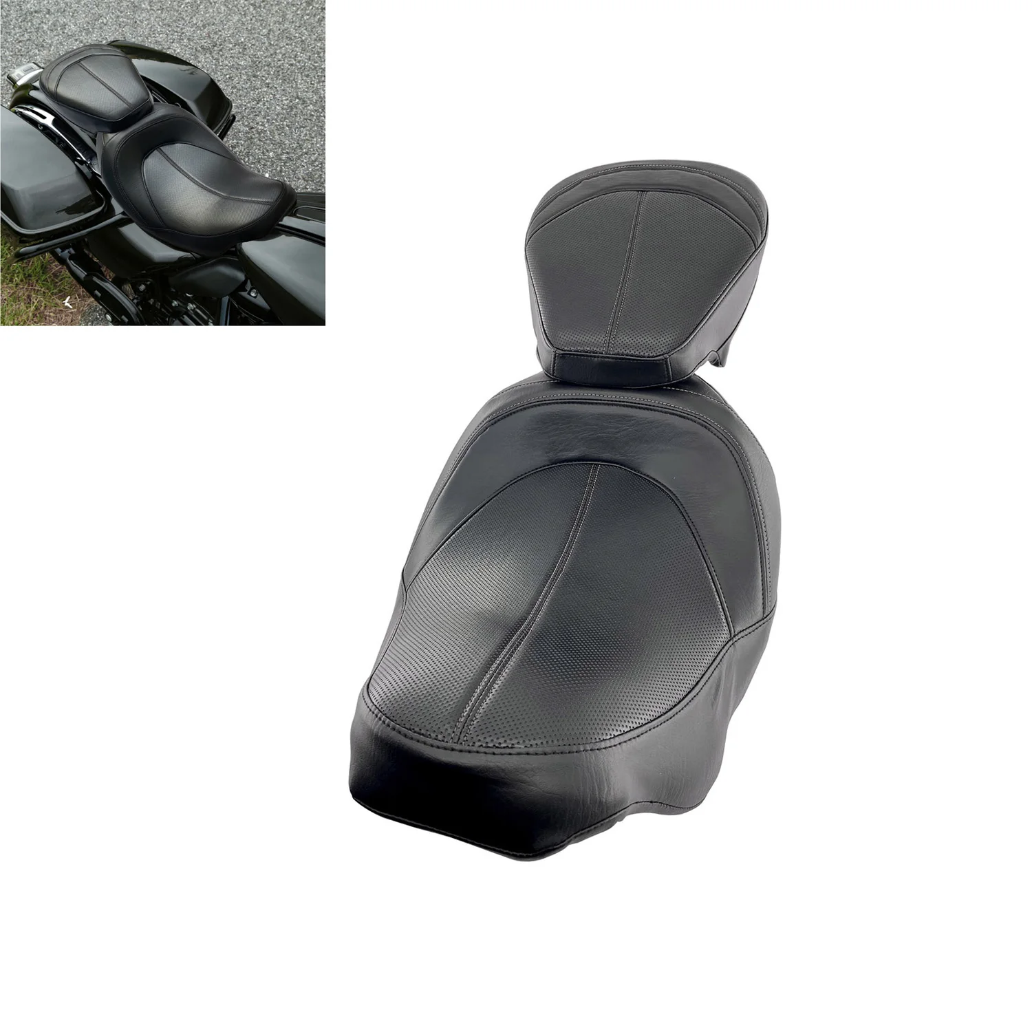 

Motorcycle Two Up Low-Profile Driver Passenger Pillion Seat For Harley Touring Street Electra Glide CVO Limited 2009-2021