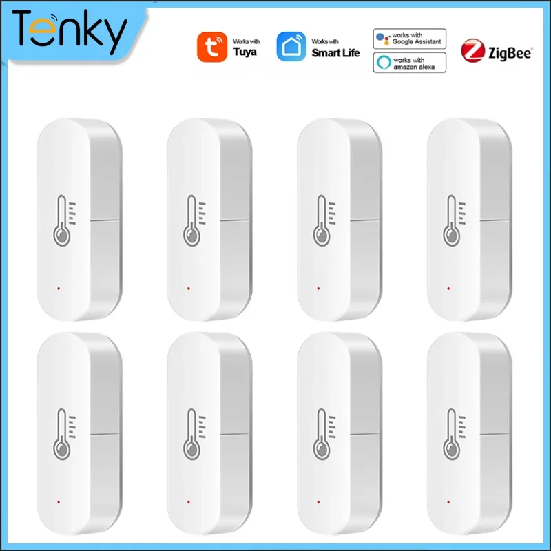 Tenky Tuya Zigbee Temperature And Humidity Sensor Work With Zigbee Gateway Hub Indoor Hygrometer Alexa Google Home Voice Control