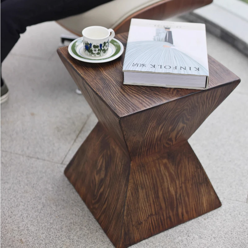 

Geometric Side Table Modern Wood Grain Imitation Coffee Table Scandinavian Sofa End Desk for Homestay Minimalist Home Furniture