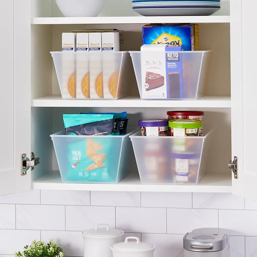 Clear Plastic Storage Bins, Pantry Organizers & Storage Containers, Cabinet Organizer, Home Organization Must Haves For
