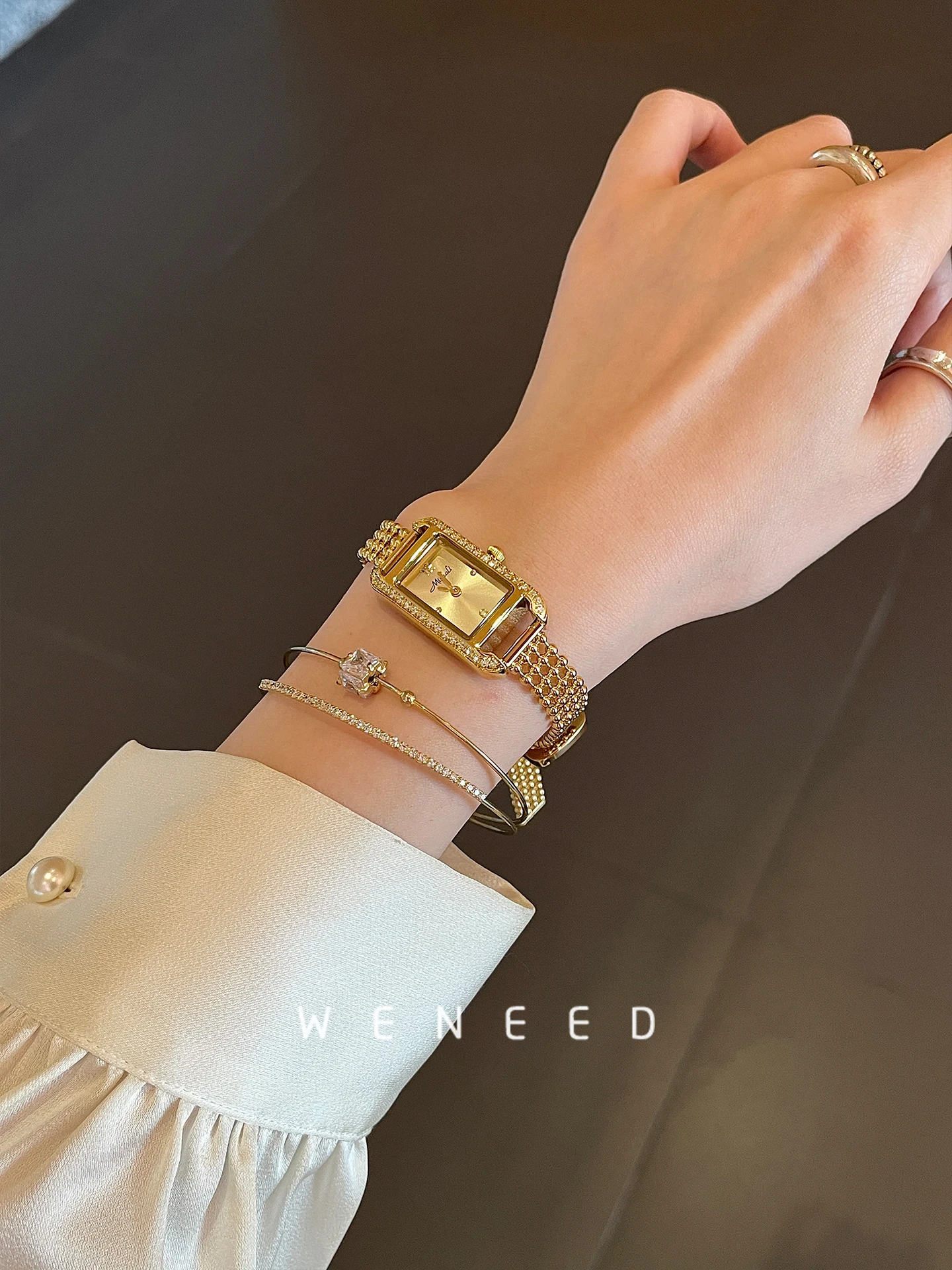 

Square watch women's light luxury 2025 new women's high-end steel bracelet watch women's gifts accessories free gift