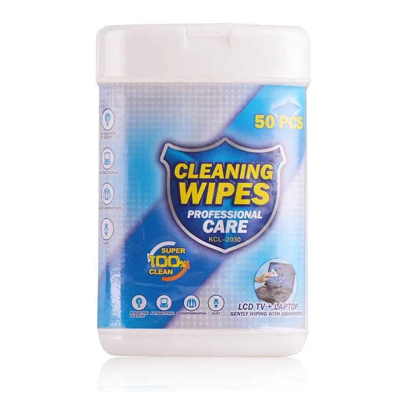 50PCS/Box Soft Anti-Static Cleaning Wipes Wet Tissues for Computer Laptop LCD Monitor TV Mobile Phone Screen Digital Devices