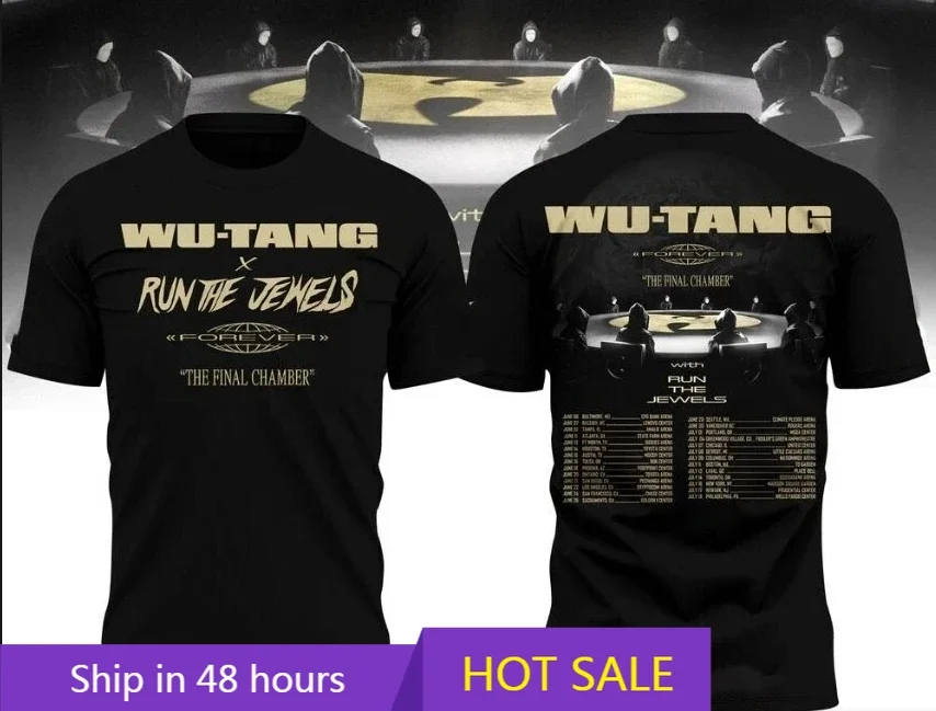 

W.Tang Clan 'Tour 23 Slanted Logo State Of Mind' Logo Leisure Loose Oversized Unisex T Shirt