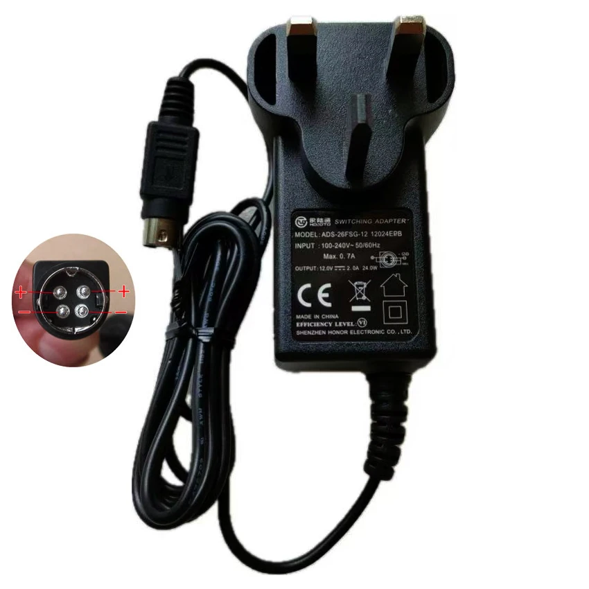 

Genuine HOIOTO ADS-25FSG-12 12024EPB 12V 2A 4 Pin Din Switching Adapter Charger 24W Power Supply UK Plug