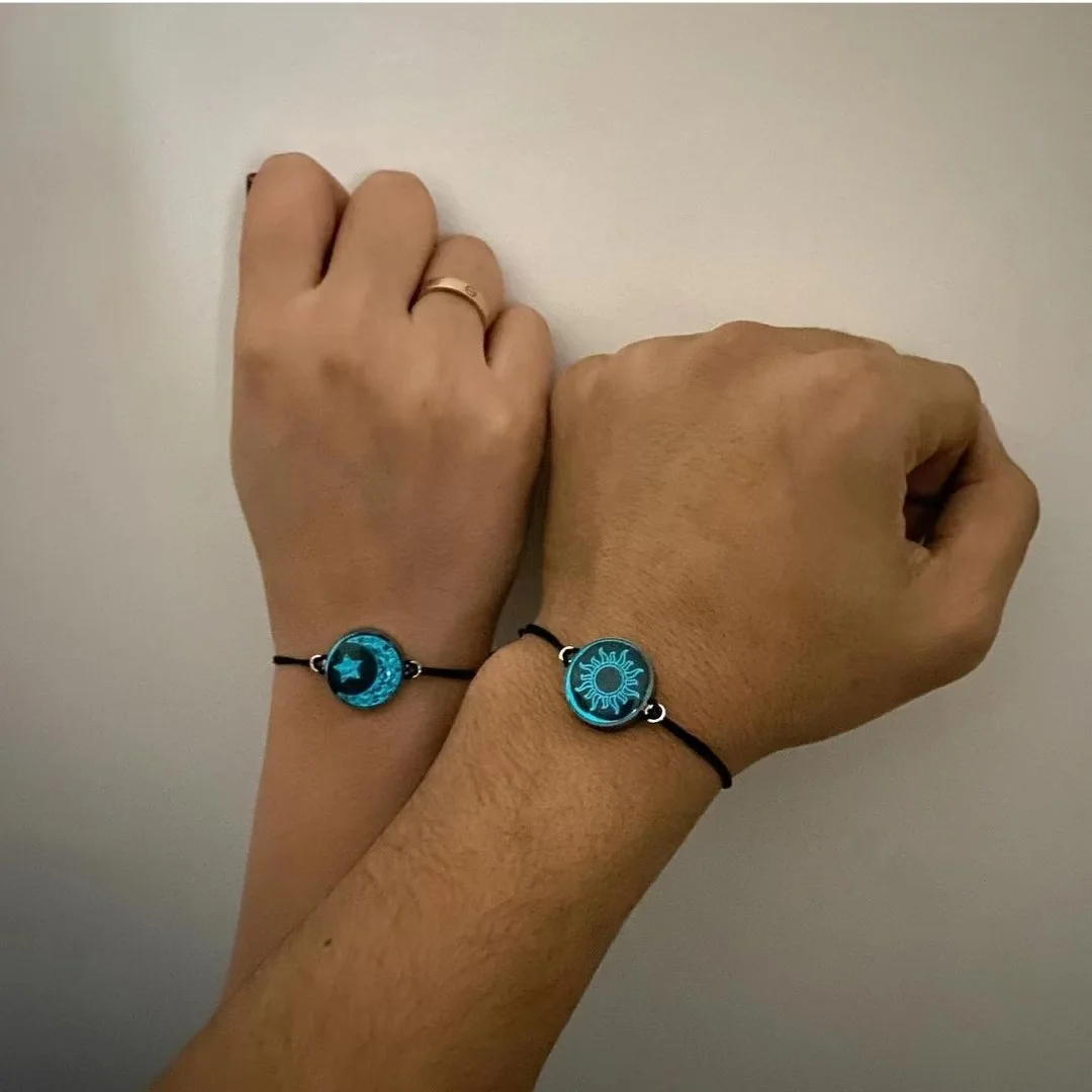 Simple Handmade Braided Couple Matching Bracelets for Women Trendy Luminous Sun Moon Bracelets Romantic Valentine\'s Day Jewelry