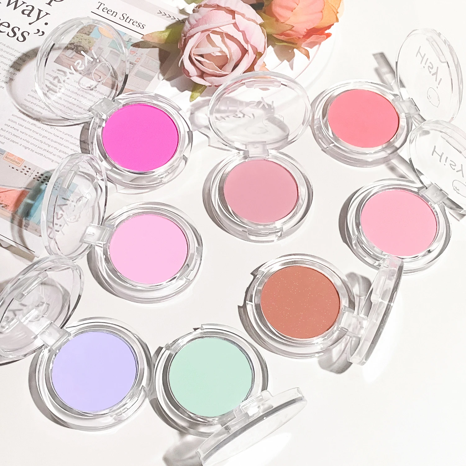 HISYI เล็กน้อย tipsy บลัชออน matte fine flash micro flash สีธรรมชาติแต่งหน้า pure desire monochrome blush plate