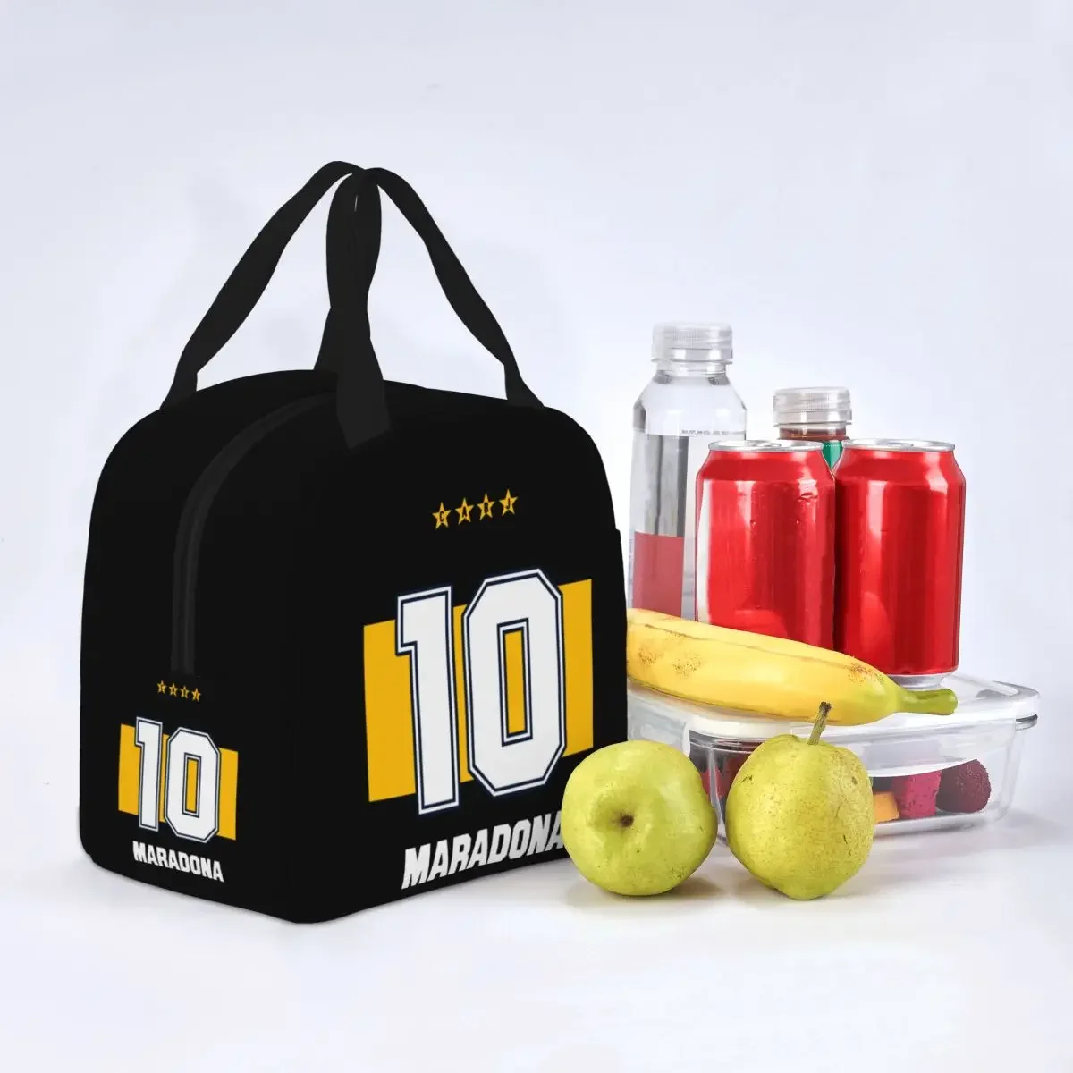 Maradona 10 Rip Insulated Lunch Bags Cooler Bag Diego Armando Maradona Argentina Football Soccer Legend Tote Lunch Box Outdoor