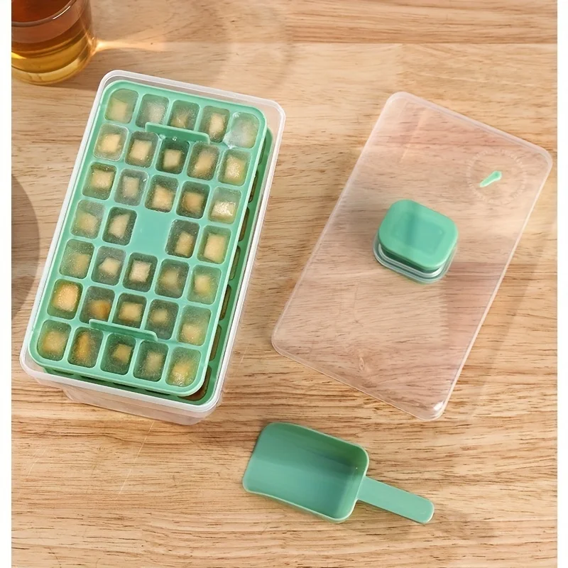 1pc Large Capacity Ice Cube Mold - Easy Release, BPA-Free Plastic Freezer Tray with Ice Scoop and  Box - Perfect for Refrigerati