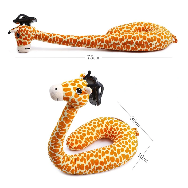 2 In 1 U-shaped Pillow 360 ° Mobile Phone Stand Animal Memory Foam Neck Pillow Travel Home Accessories Comfortable Pillows