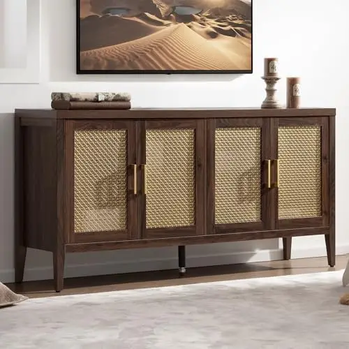59'' TV Stand for 55 65 Inch TV, Modern TV Console for Living Room | Large Entertainment Center with 4 Storage