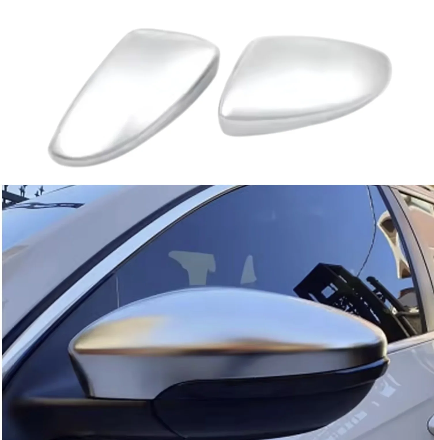 

1 Pair Brush Aluminium R-line Style Matte Chrome Silver Rearview Mirror Cover Protection Cap For VW Volkswagen New Scirocco