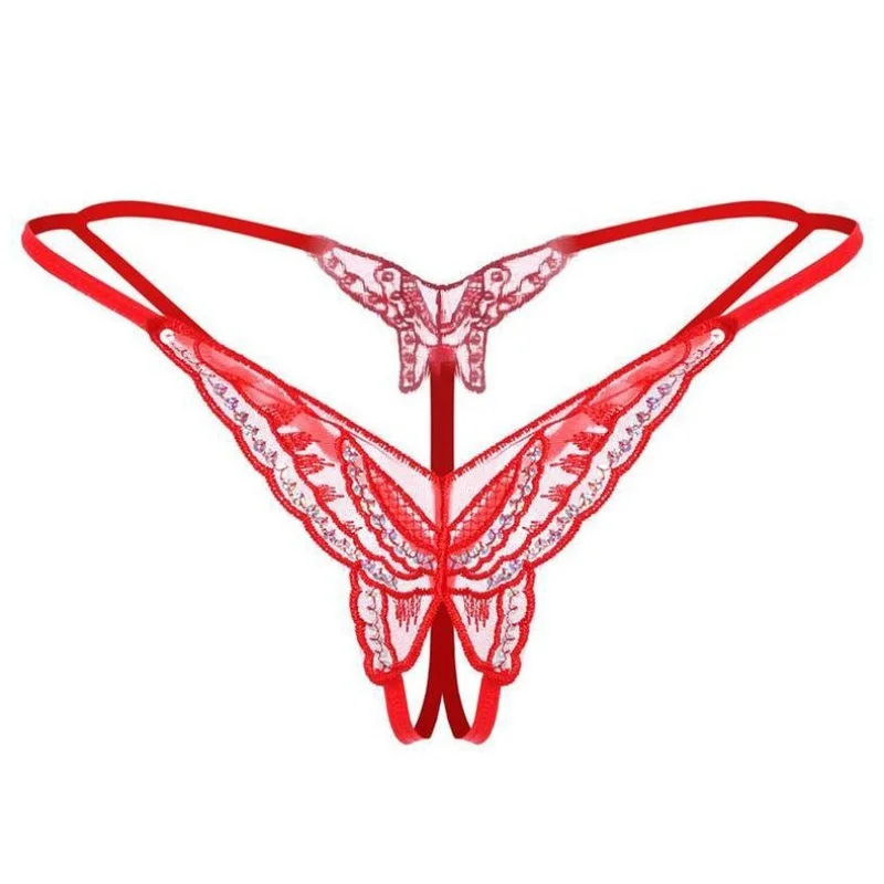 GUUOAT Porn Women Thong Temptation Unification Sequin Embroidery Transparent Color Blocking T-Pants Lingerie Sexy Bikini Set New