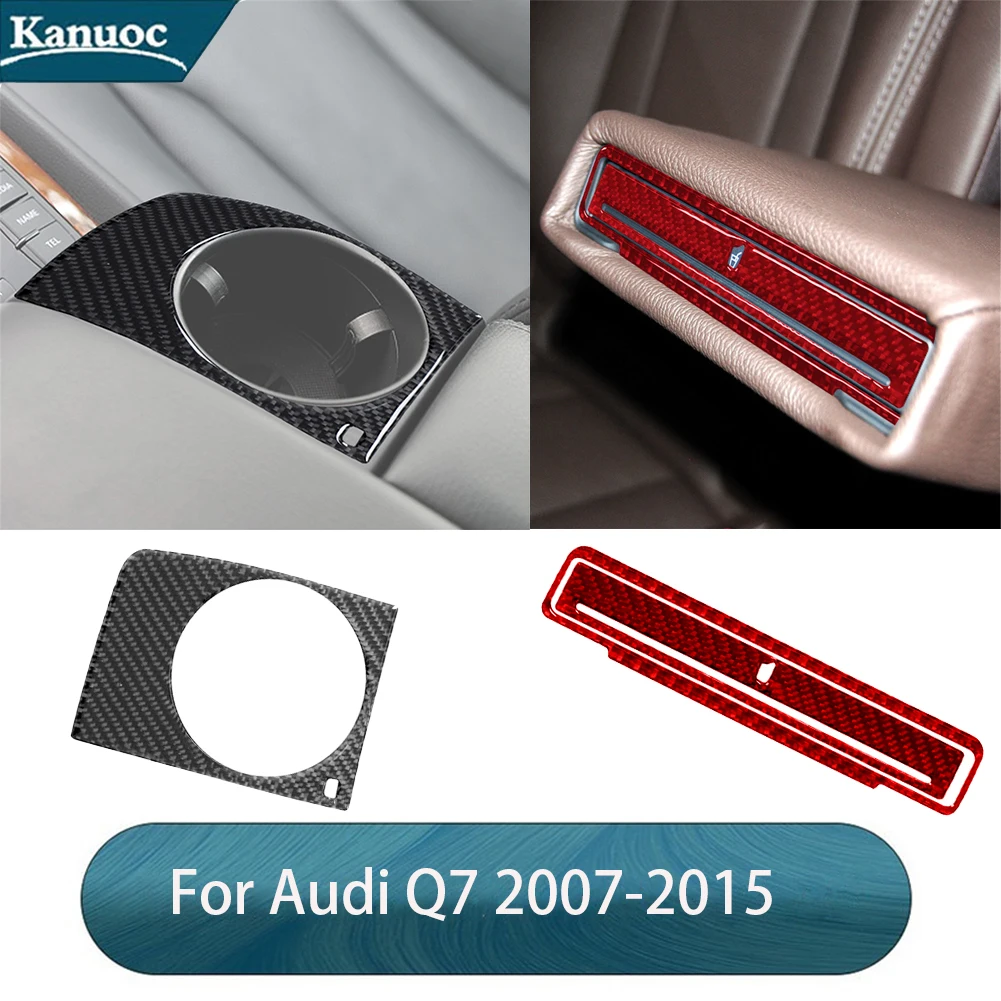 

Carbon Fiber Center And Rear Armrest Cup Holders Stickers For Audi Q7 2007 2008 2009-2015 Car Interior Decorative Accessories
