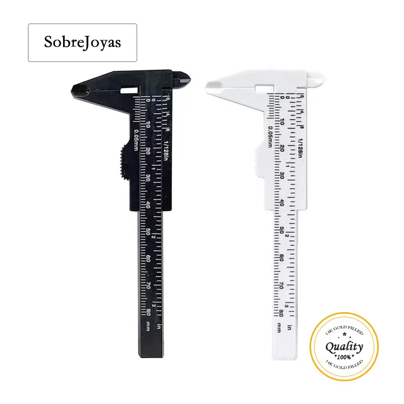 Double Scale Plastic Vernier Caliper Ruler Mini Measuring Tool (White, Black)