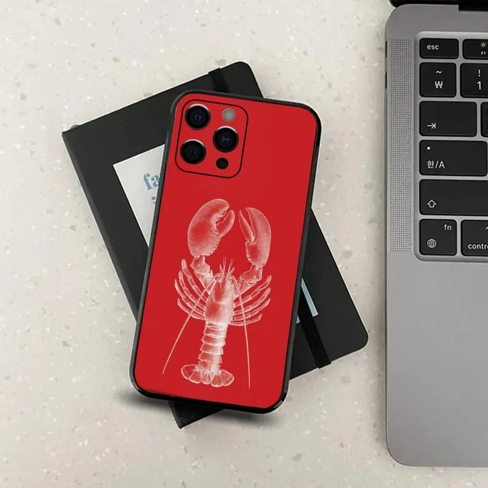 Animal Lobster Phone Case For Apple iPhone 15,14,13,12,11,Pro,X,XS,Max,XR,Plus,Mini Soft Black Cover