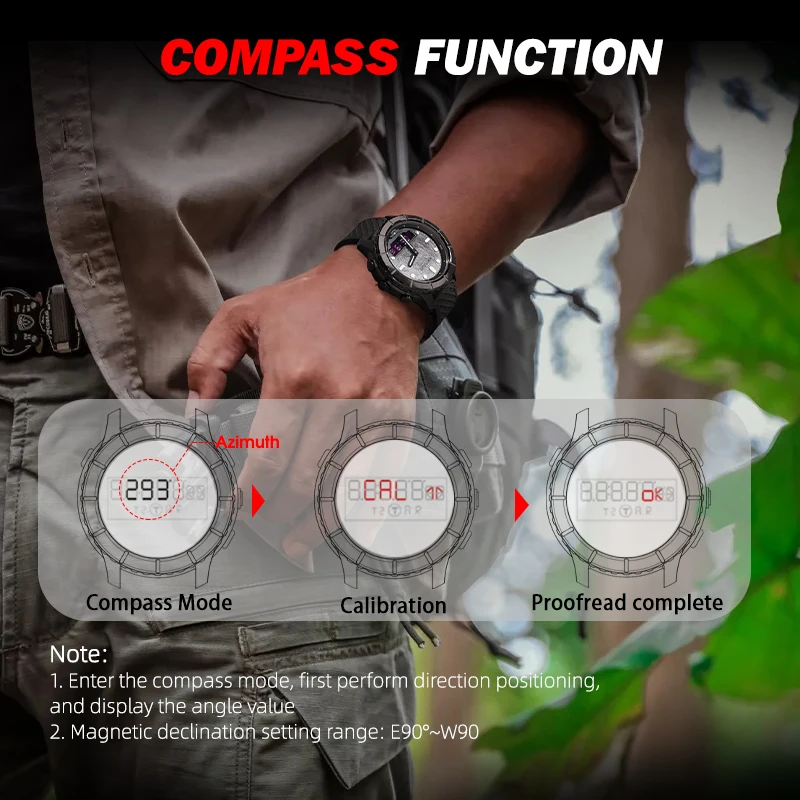 NORTH EDGE THARSIS Men Carbon Fiber Digital Watch 50M Waterproof Sports Outdoor Hiking Altimeter Barometer Compass Luminous Dial - view 5