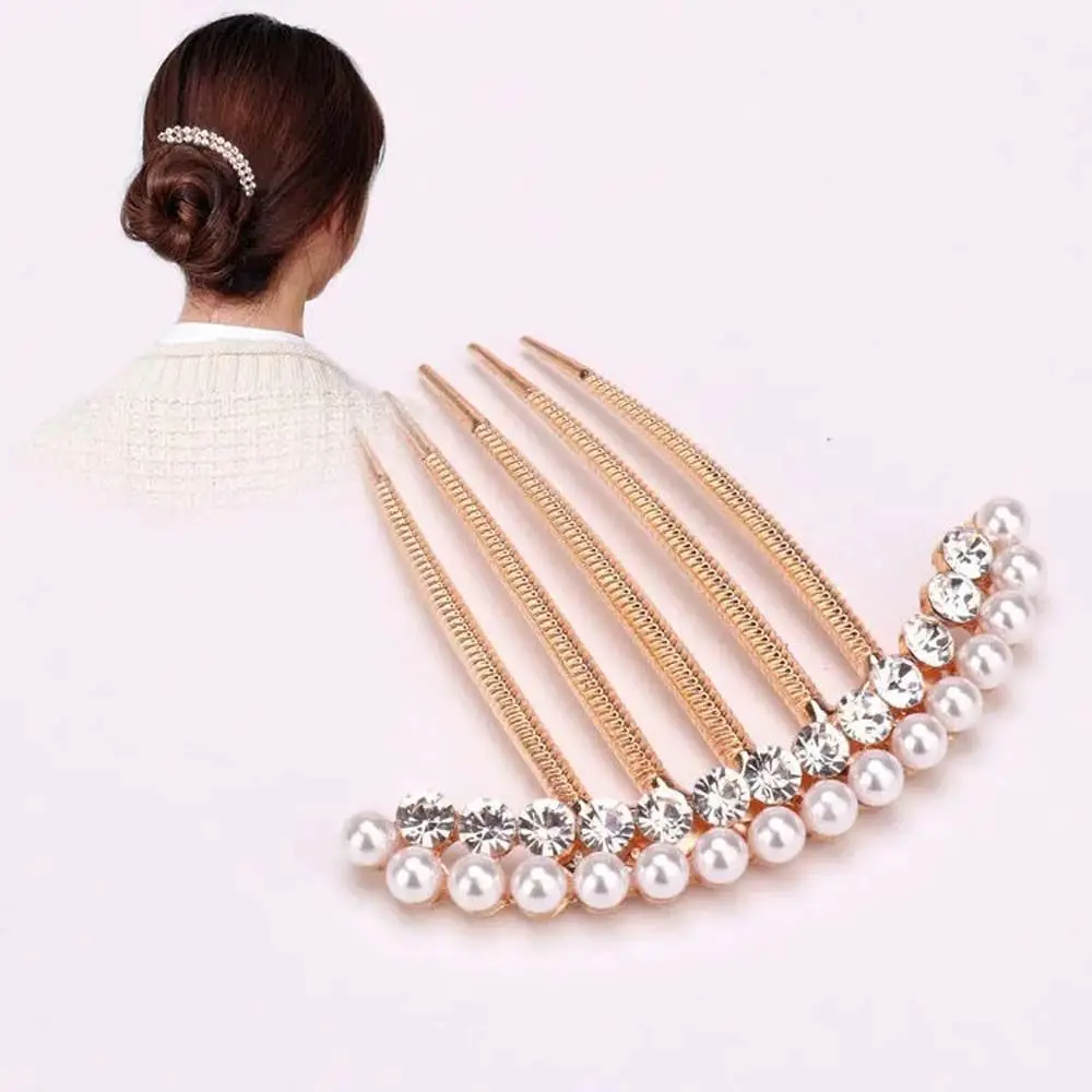 Horquillas de novia coreanas, peines de perlas de cristal y diamantes de imitación, pinzas para el cabello de boda, accesorios para el cabello, joyería de regalo para mujer