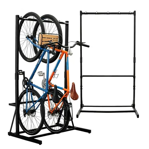Vertical Bike Rack Garage Storage System for 5 Bikes | Freestanding Bike Rack Heavy Duty Floor Bike Stand Bicycle Organizer for Road Mountain Hybrid Kids Bikes