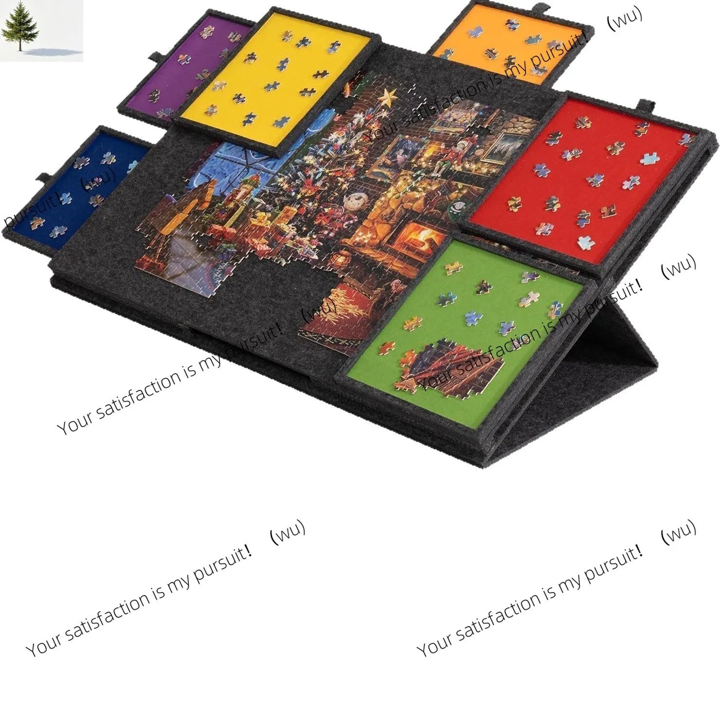 ZOCI-Puzzle table board, with stand cover, 6 drawers, portable, children's puzzle sorting board