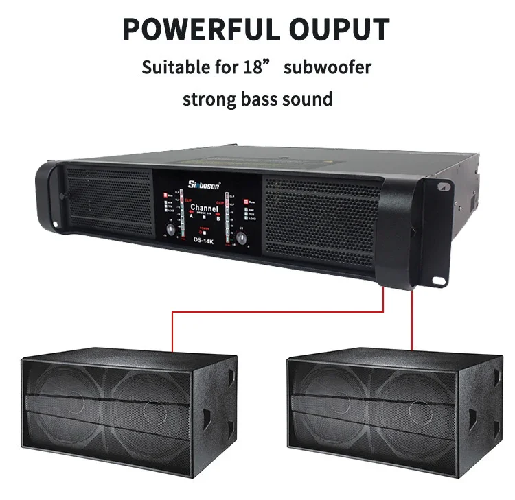 -Para amplificador Sinbosen DS-14K sonido estéreo de 2 canales audio profesional amplificador de potencia de 2000w para DJ karaoke
