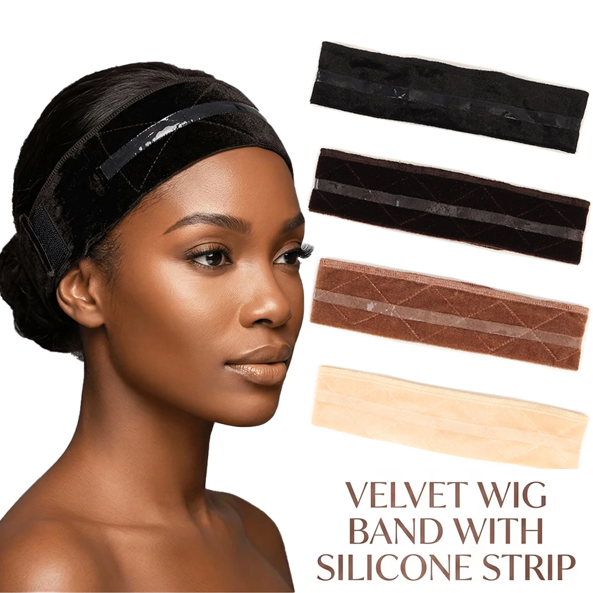 1pc Velvet Wig Grip for Women, Non-Slip And Adjustable Zigzag Headband Accessory, Comfortable to Secure Your Wig