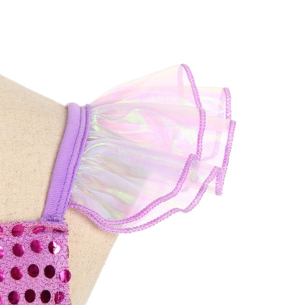 الأرجواني حورية البحر الصيف فتاة زي فستان حفلة عيد ميلاد كرنفال أنيمي تأثيري ملابس 3-10 سنوات الاطفال الخيال فستان حفلات #3