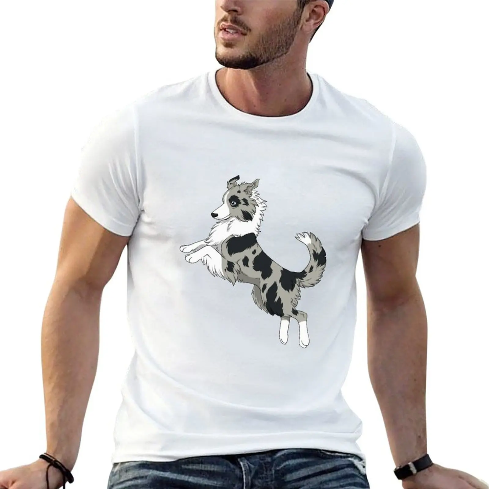 Camiseta Border collie (blue merle), camisetas divertidas para hombre, camiseta gráfica para hombre, camisetas de algodón, camiseta de alta calidad
