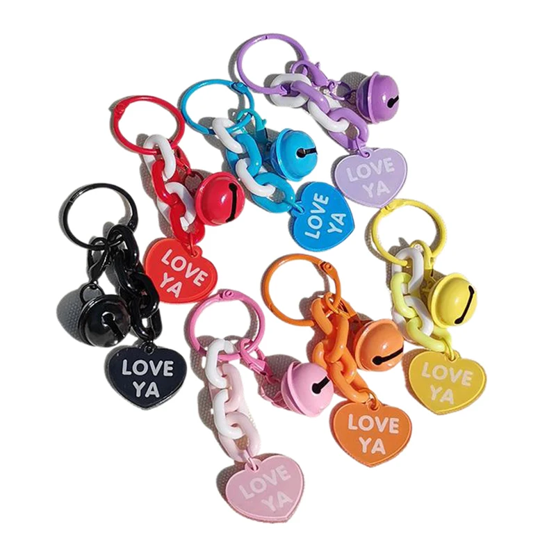 Creative Candy Color Heart Pendant Keychain Cute Small Key Ring Bag Pendant Accessories Headset Case Decor