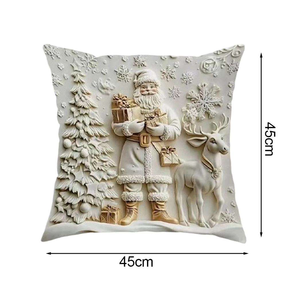 4PCS 18x18 Inch Christmas Themed Winter Throw Pillow Covers Set For Christmas Home Decoration Pillowcase Without Pillow Core