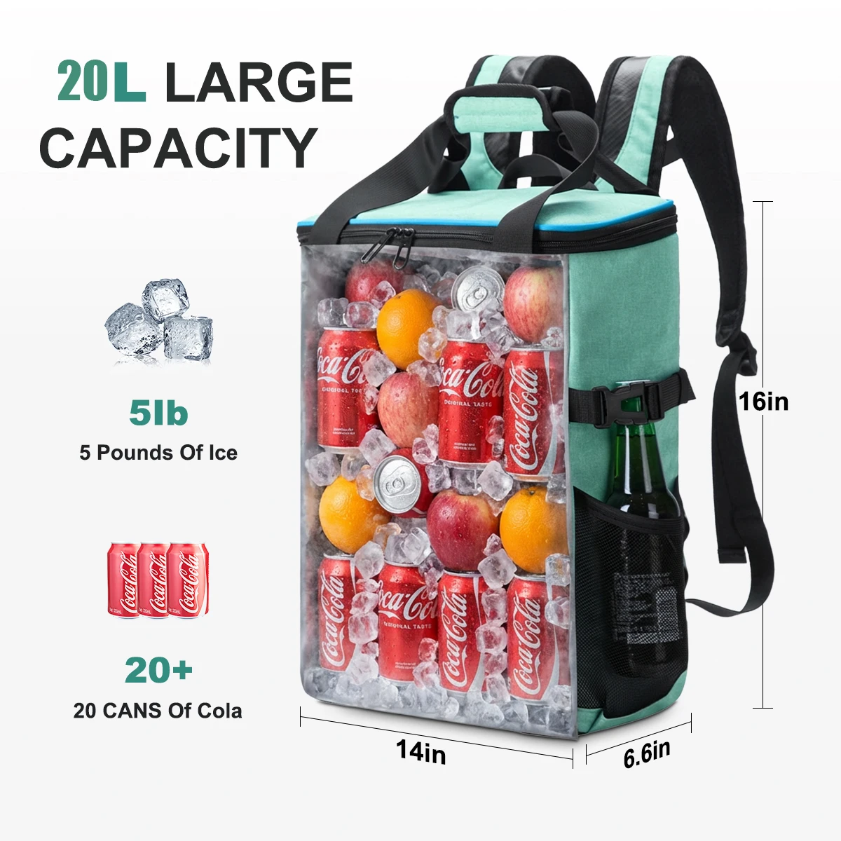 Iculbag Insulated Cooler Backpack for Men Women 20Cans Backpack Cooles Insulated Leak Proof for Beach Travel Camping Hiking