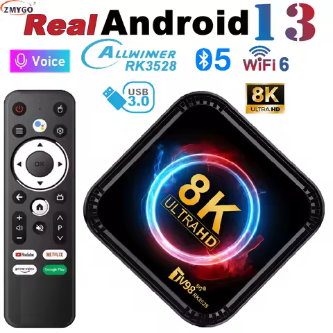 Smart TV Box 4K Real Android 13 RK3528 WiFi 6 BT5.0 Voice Remote Control USB 3.0 32GB 64GB 8K Media Player Quad Core Set Top Box