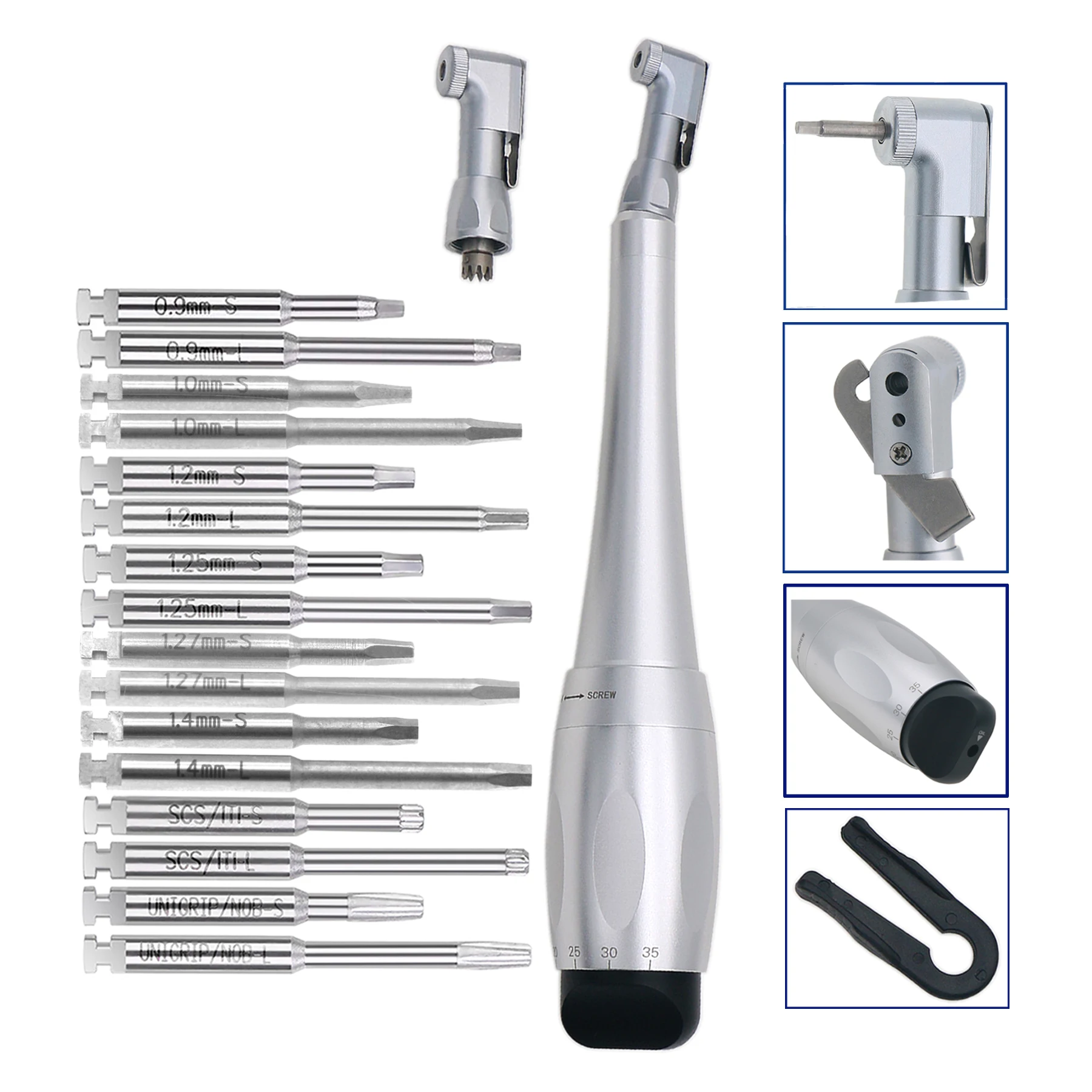 

Adjustable Universal Implant Torque Wrench 5N-35N Drivers 2.35mm Latch Type Bits Contra Angle dental Implant kit