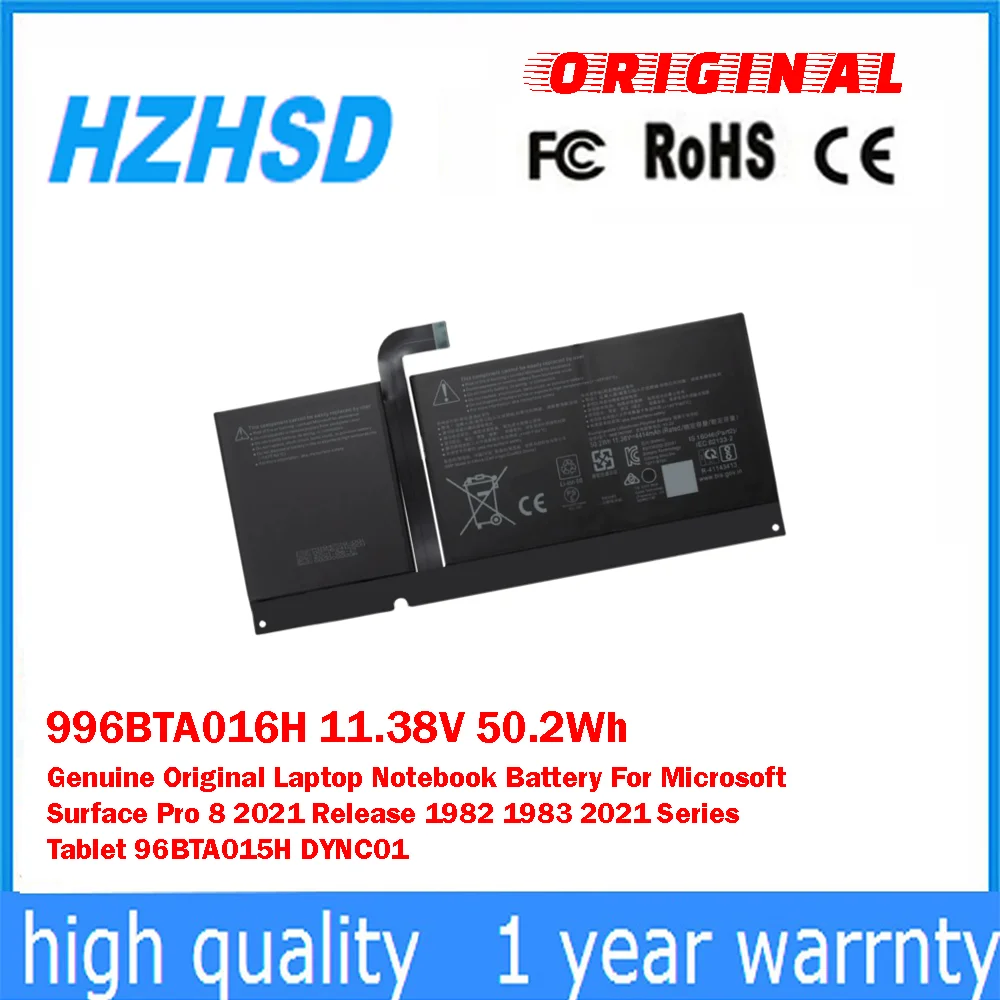 

996BTA016H 11,38 В, 50,2 Втч, оригинальный аккумулятор для ноутбука Microsoft Surface Pro 8 2021 Release 1982 1983 2021 Series