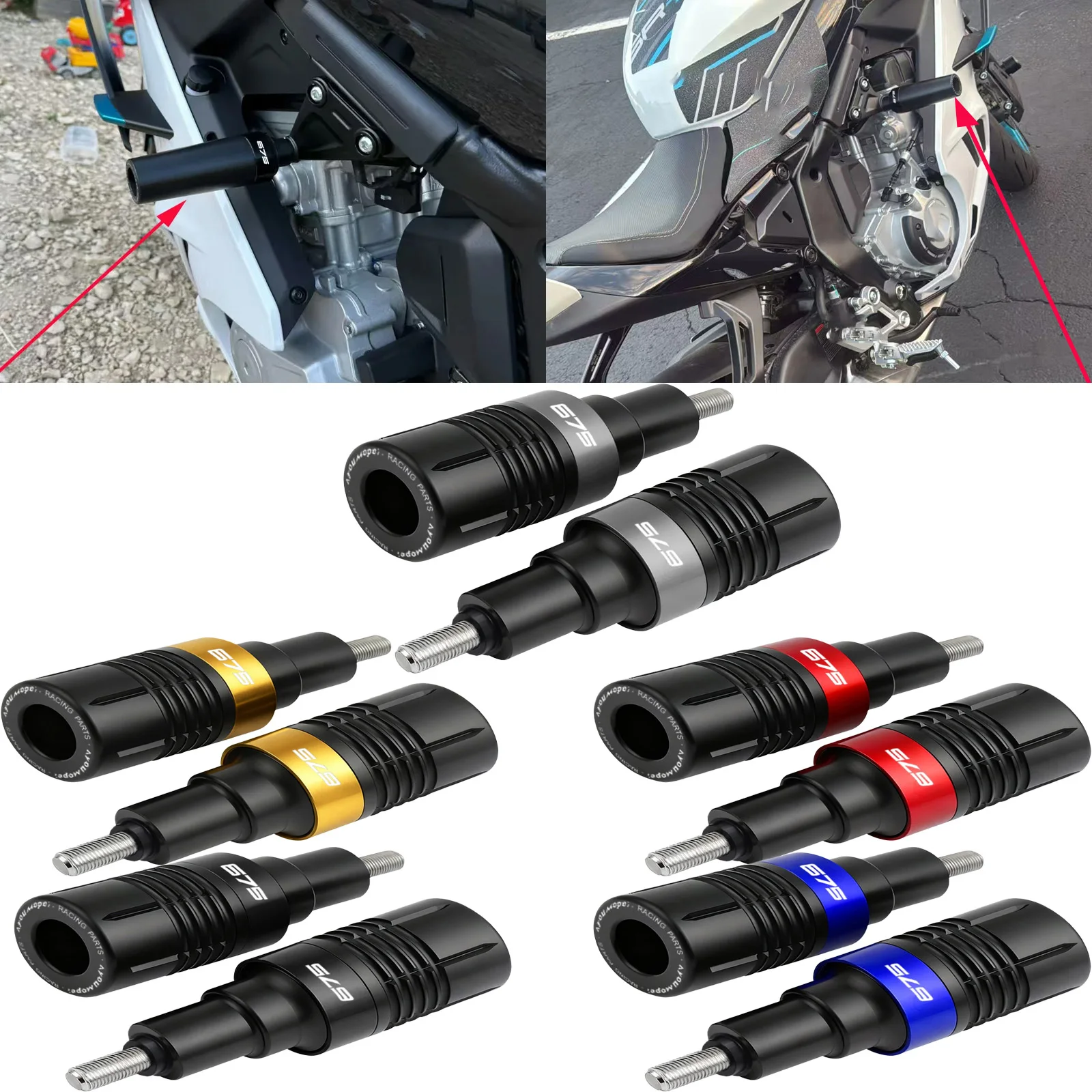 

For CFMOTO 675SR 675NK 675SS SR675 675 SS NK Frame Sliders Crash Protector Motorcycle Accessories Engine Pad Falling Protection