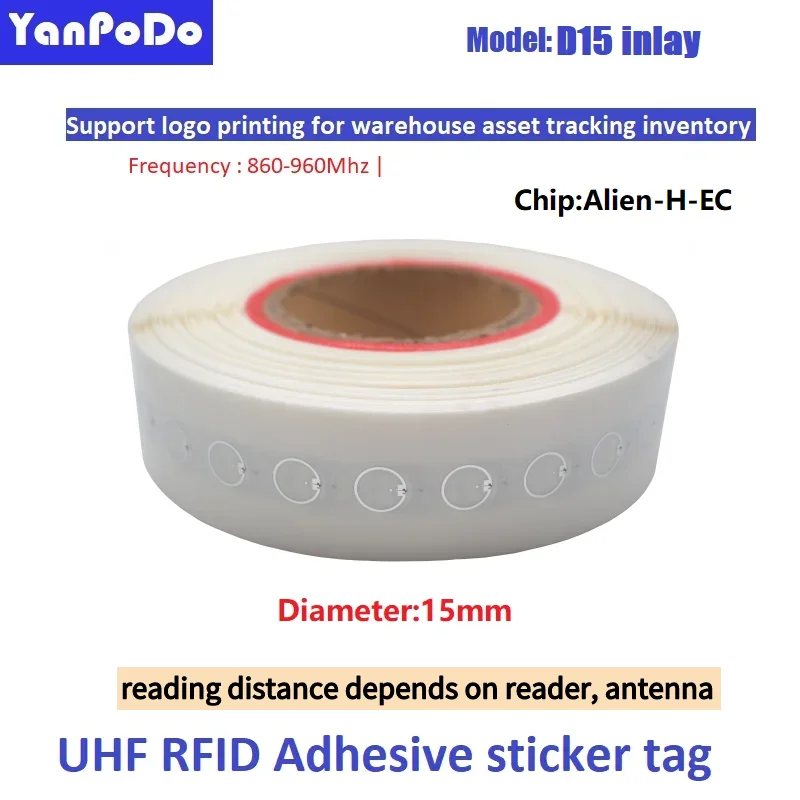 

YANPODO RFID UHF Tags Label Sticker 860-960mhz U9 EPC Gen2 ISO18000-6C RFID Adhesive Label UHF Tags